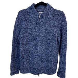 L.L. Bean Blue Lambswool Zip Sweater